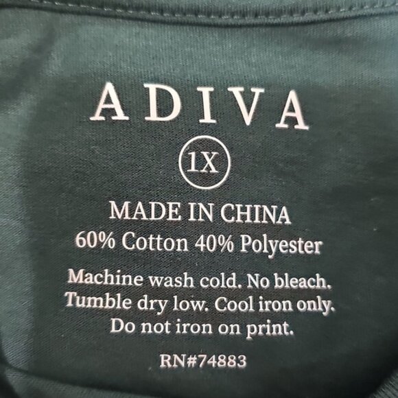 Adiva Mermaid Christmas Short Sleeve Crew Neck T-shirt Plus Size 1X New - Picture 5 of 6